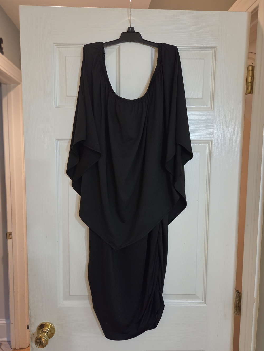 Black Women's Draped Scoop Neck Dress